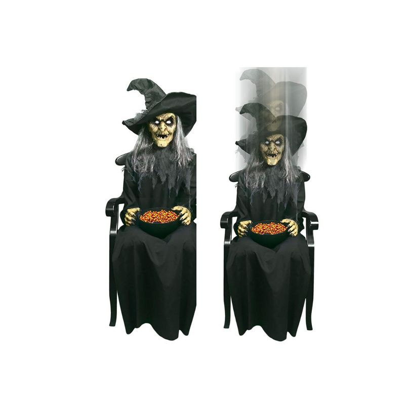 Tekky Pop Up Sitting Witch w/ Candy Dish, Black