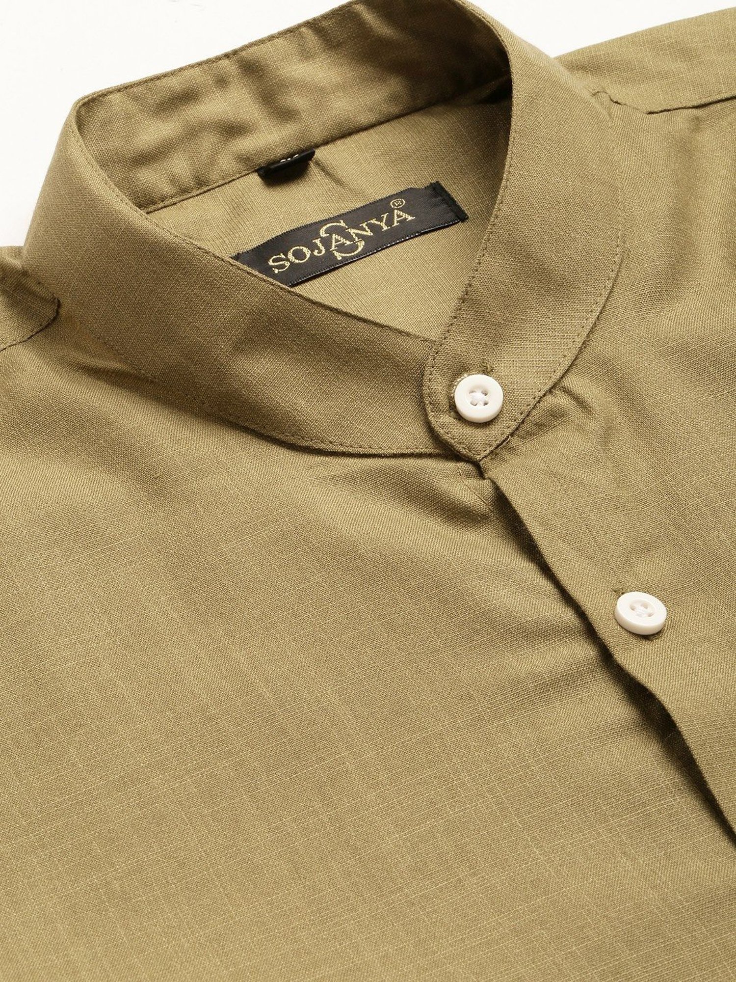 Sojanya Olive Green Cotton Regular Fit Shirt