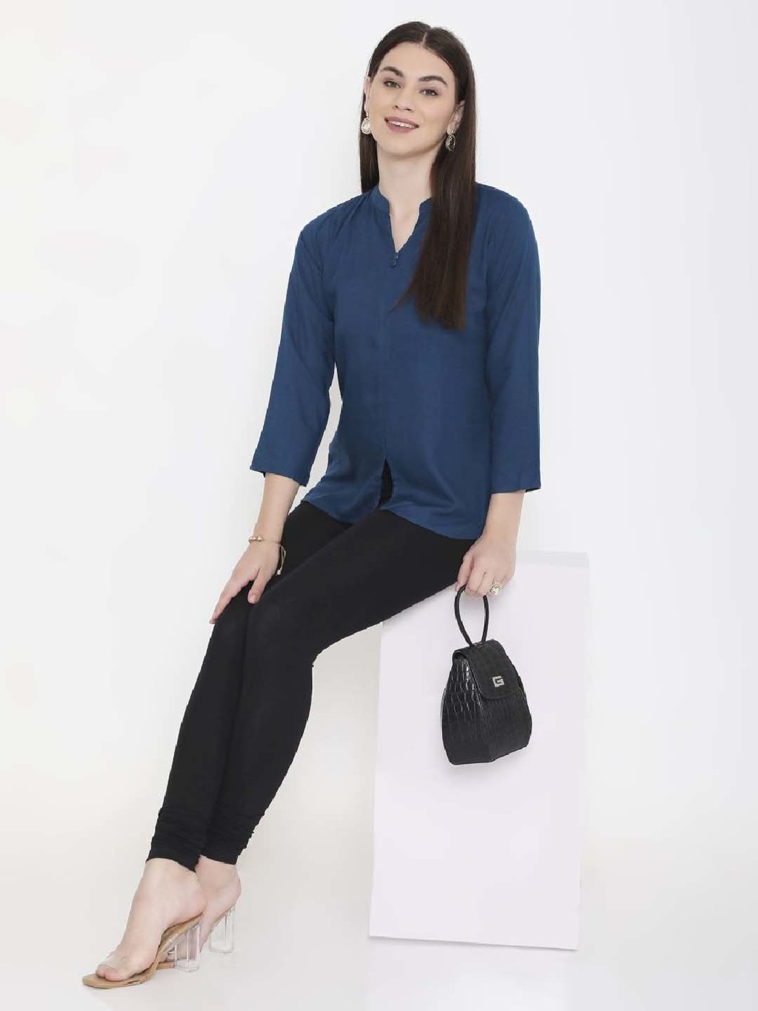 FEELINGS Black Plain Churidar Leggings