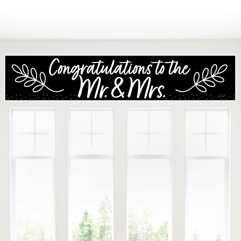 Big Dot of Happiness Mr. and Mrs. - Black and White Wedding or Bridal Shower Decorations Party Banner