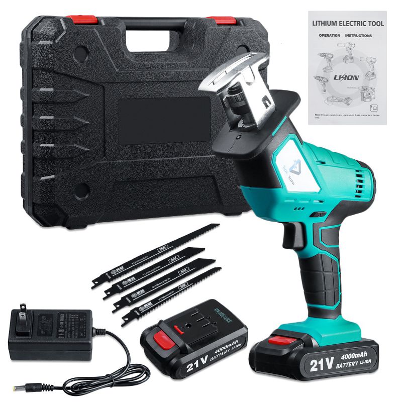 Doersupp 24V 6 Inch Cordless Electric Chain Saw Wood Cutter 550W One-Hand Saws Woodworking Machine W/ 1pc Battery-US Plug/Black