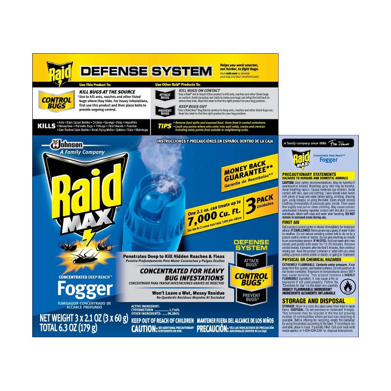 Raid Max Concentrated Deep Reach Fogger - 6.3oz/3ct