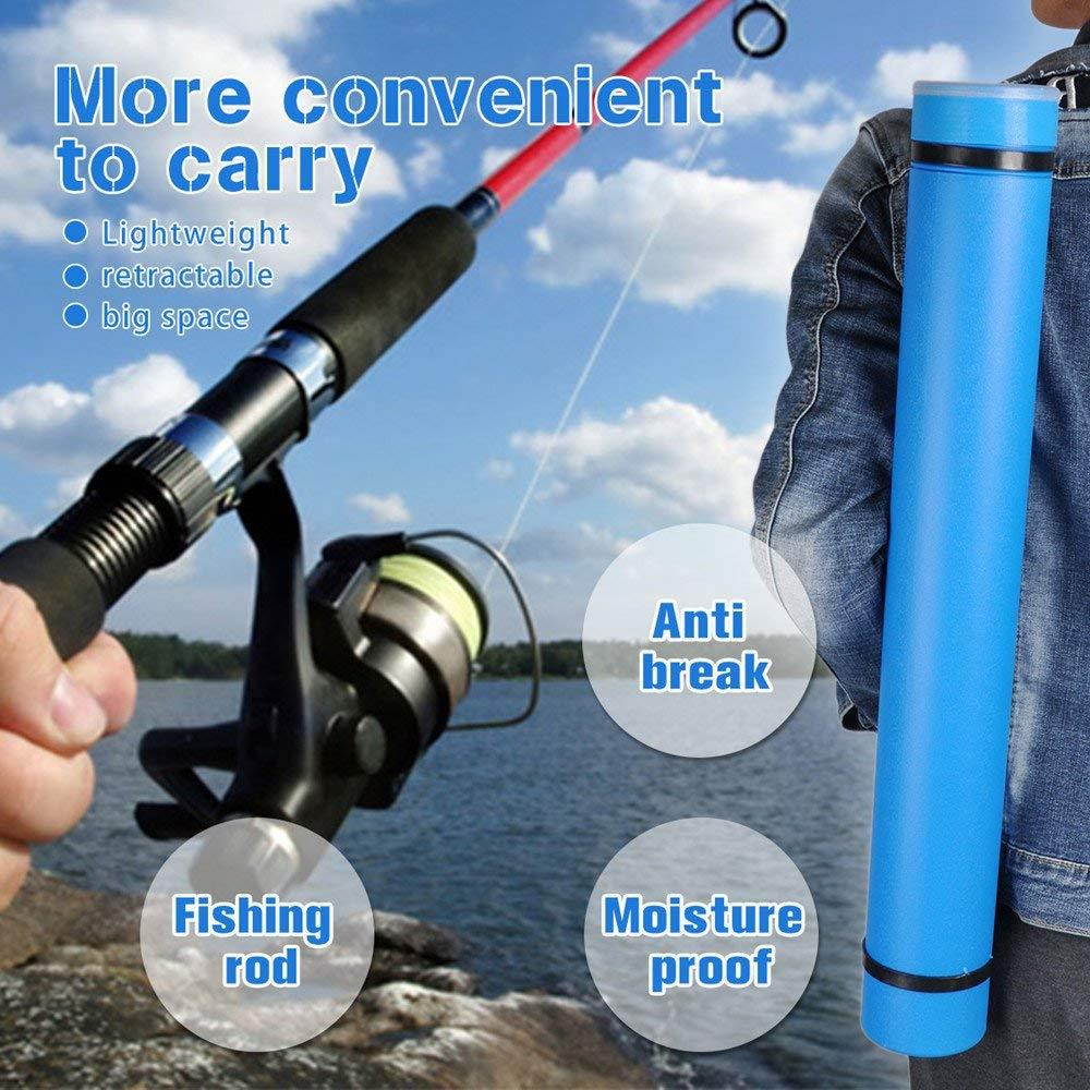 Poster Tube with Strap Plastic Expanding Poster Tube 24.5" to 40" with Clear ID Card Cap Transport Tube Telescoping Carrying Case for Blueprints (Blue)