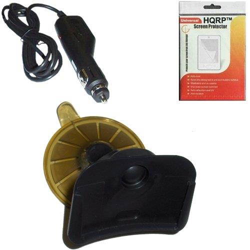 HQRP Car Windshield Cradle Suction Cup Mount / Holder and 12V Car Charger for TomTom One XL / XL-S + HQRP Universal Screen Protector