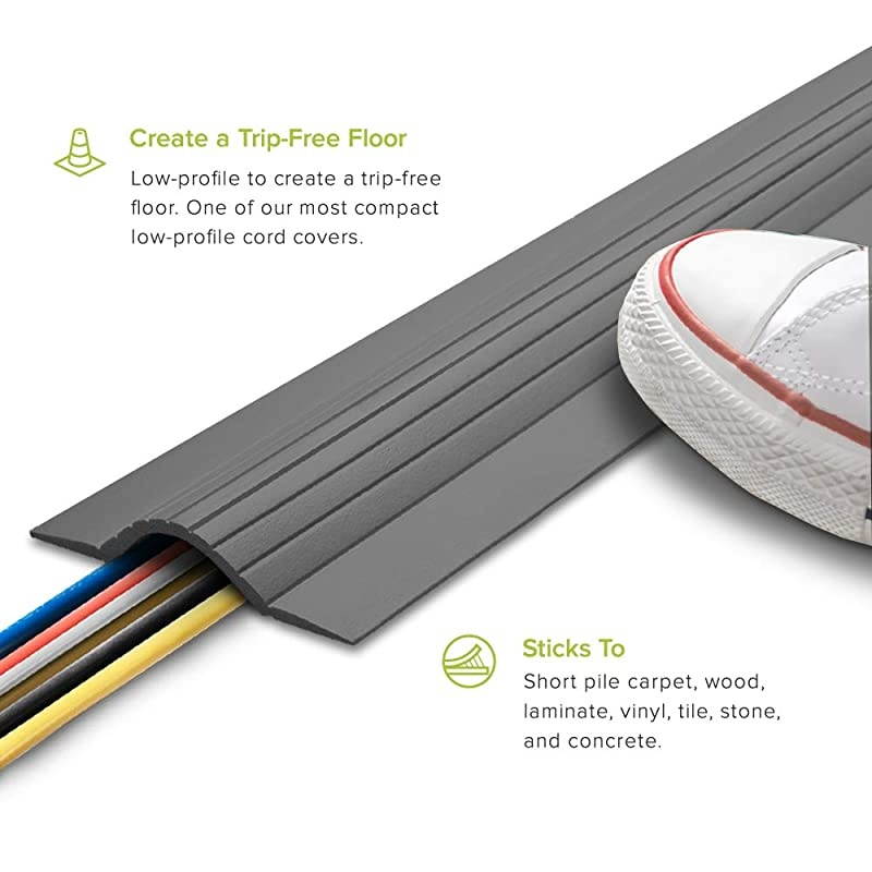 10FT Cable Blanket Low Profile Cord Cover and Protector Gray