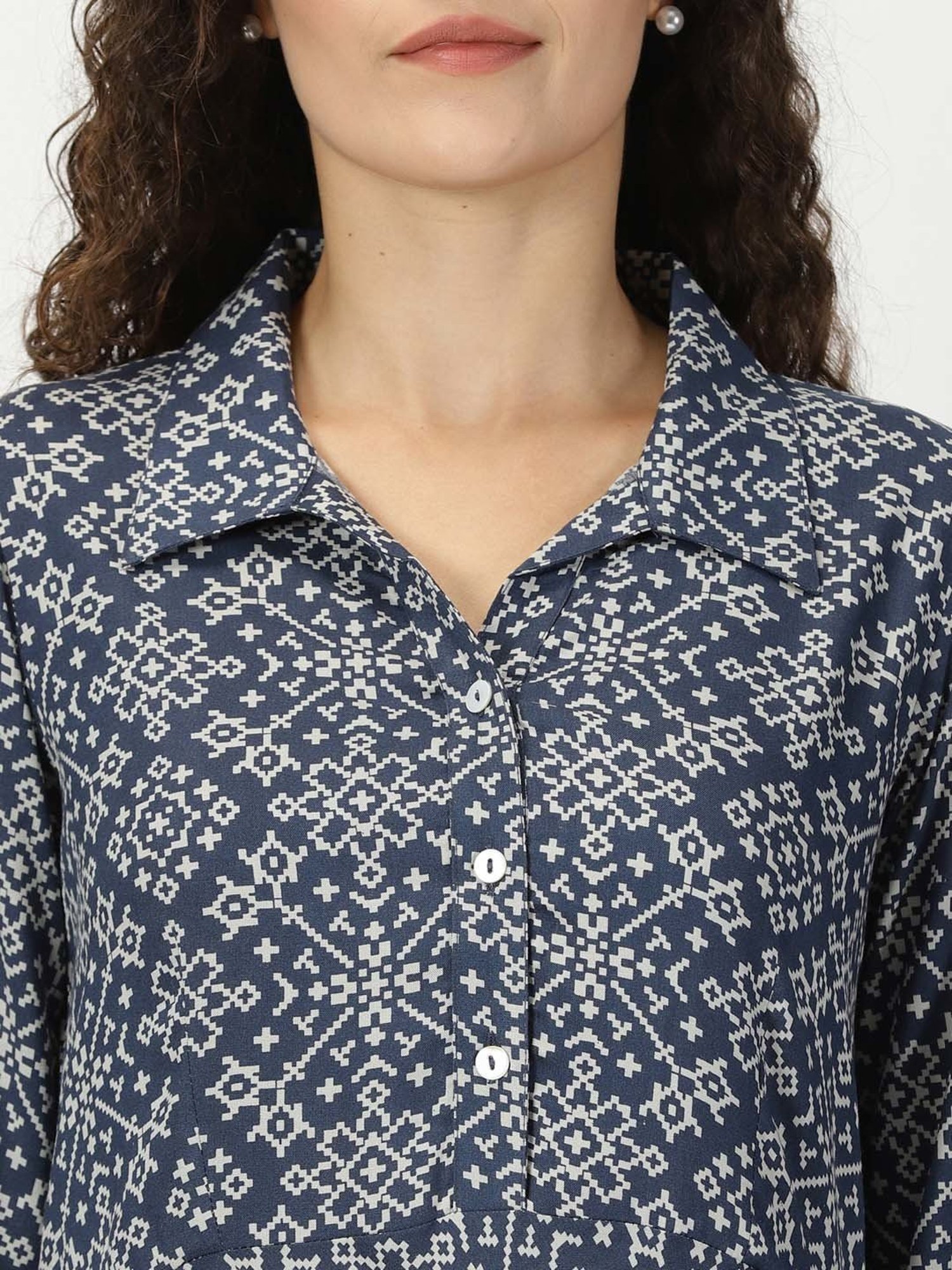 Saffron Threads Blue Printed Ethnic Dresses