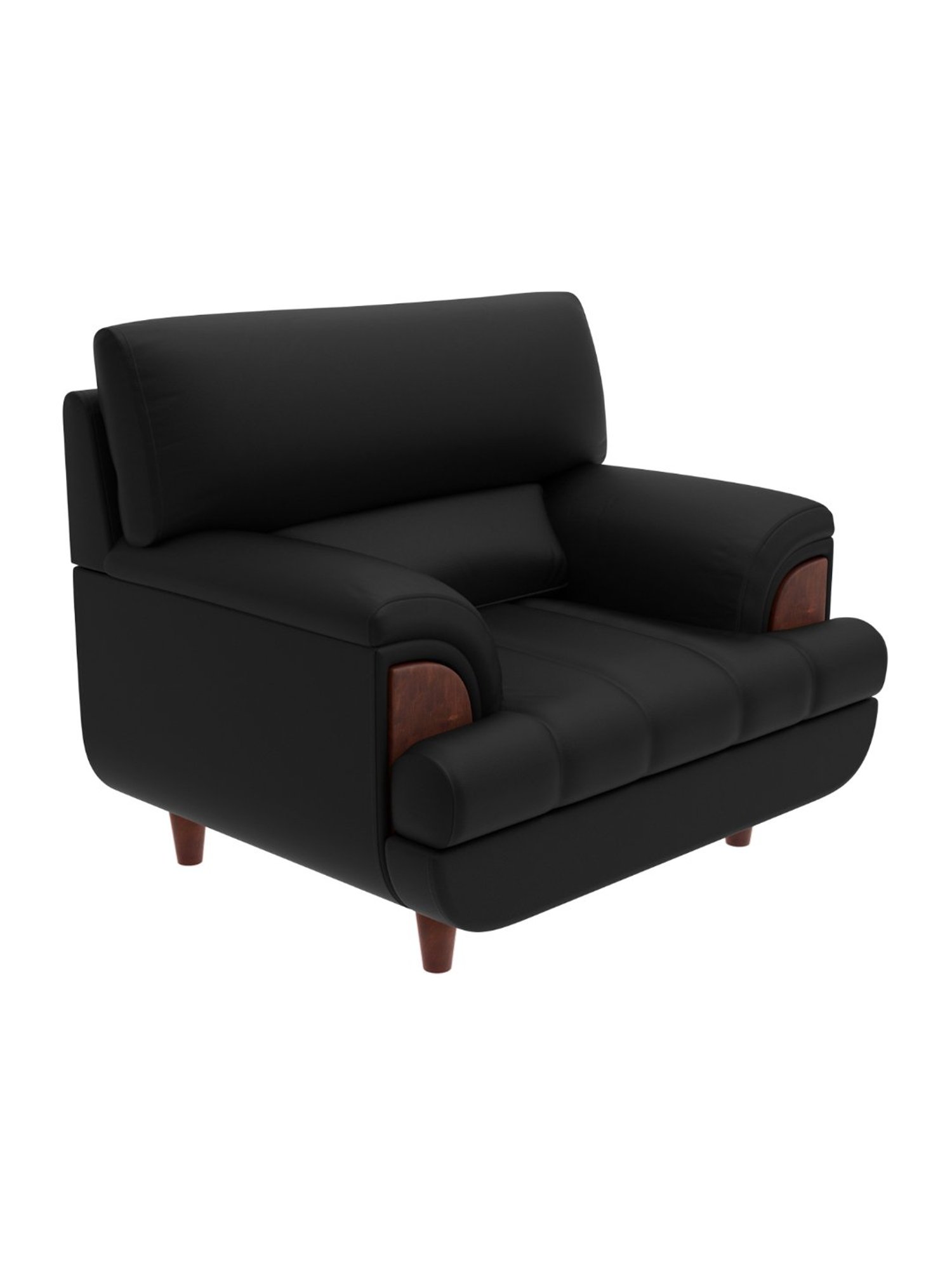 Godrej Interio Bayflow Black Leatherette 1 Seater Sofa