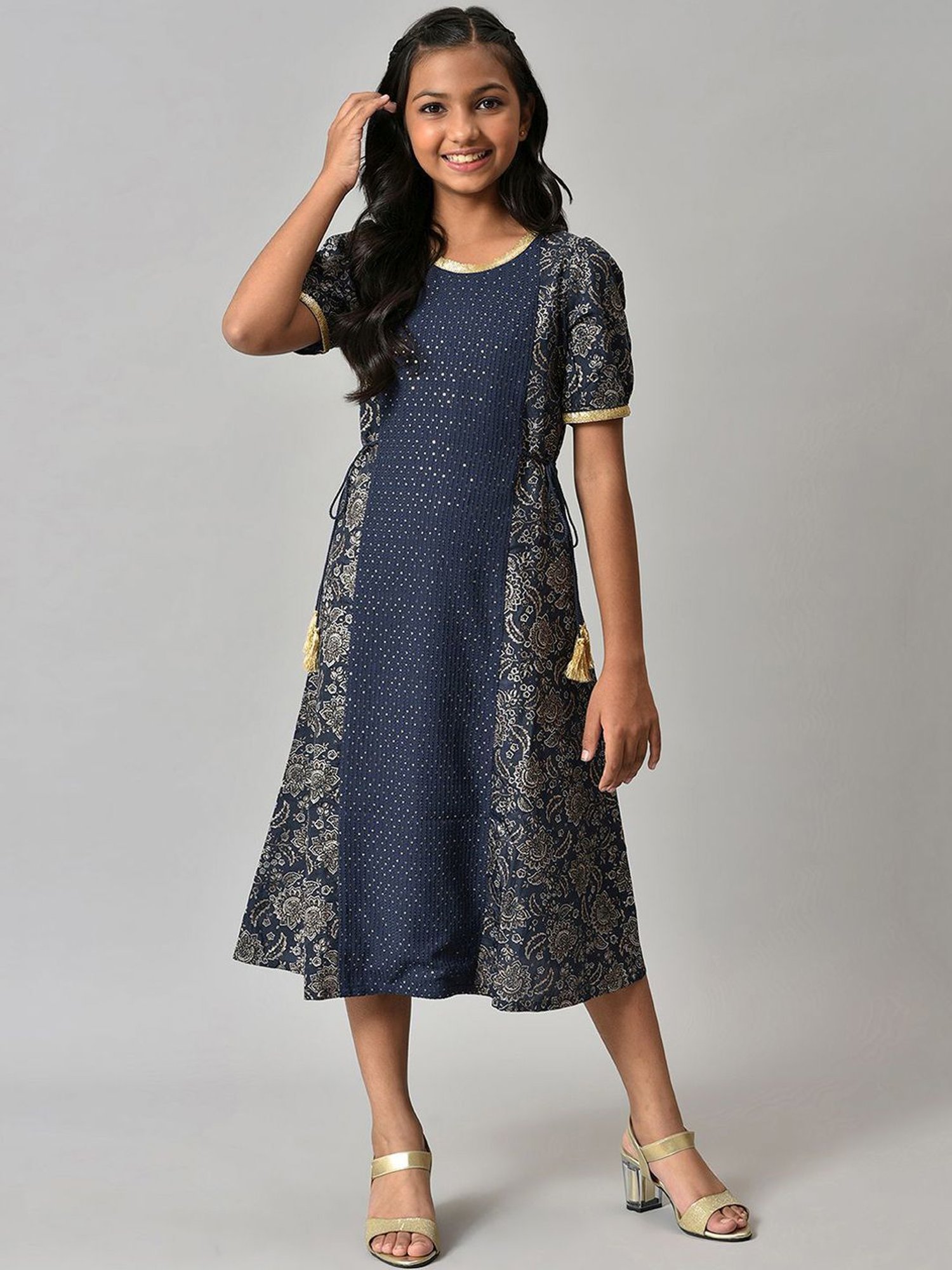 Aurelia Kids Blue Printed Dress