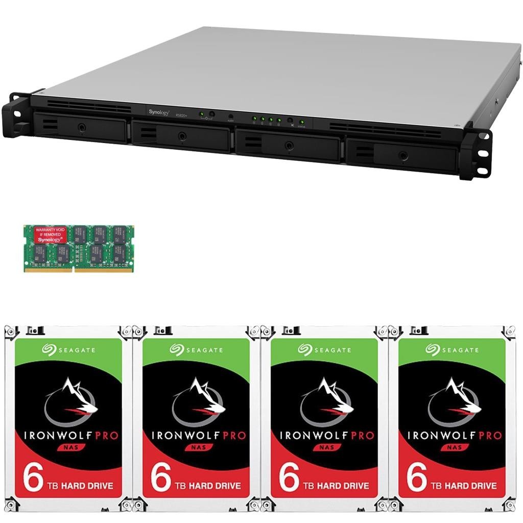 Synology RS820+ 4-Bay RackStation NAS with  56TB (4x14TB) of Seagate Ironwolf PRO NAS Drives Fully Assembled and Tested By CustomTechSales