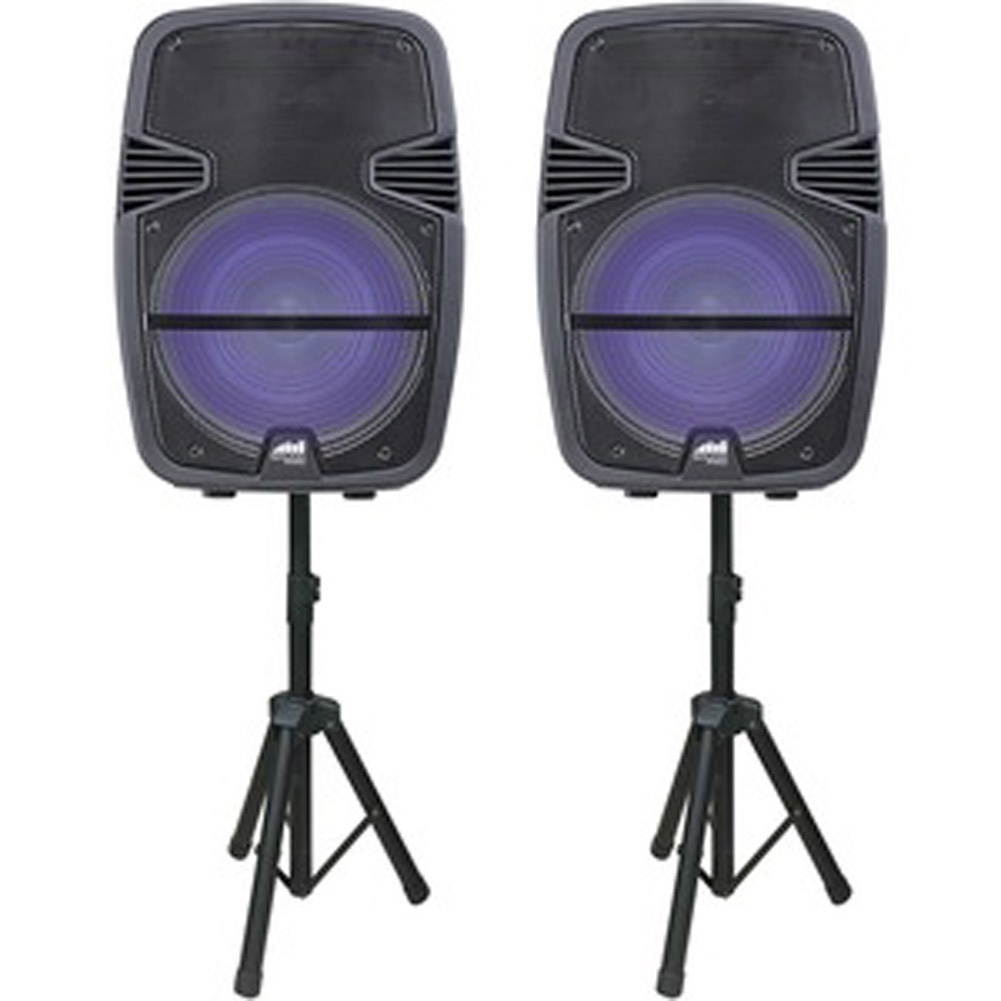 Naxa NDS-1518D Dual 15in Portable Wireless Speaker System Black