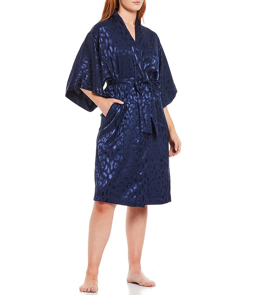 Lauren Ralph Lauren Paisley Print Satin Short Wrap Robe