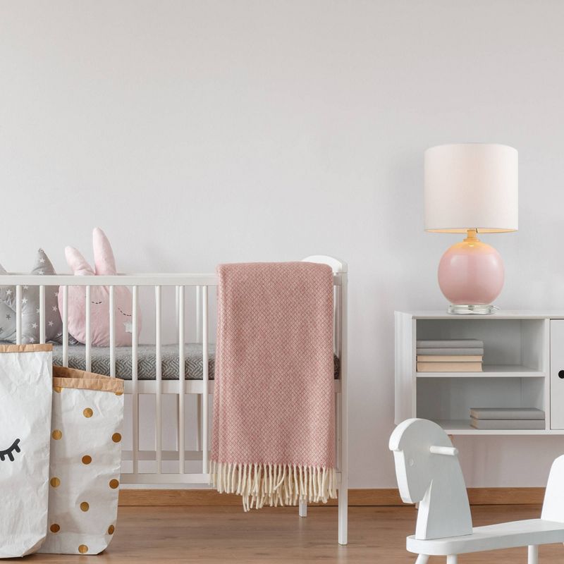 18" Camille Table Lamp with Fabric Shade Blush Pink/White - Globe Electric