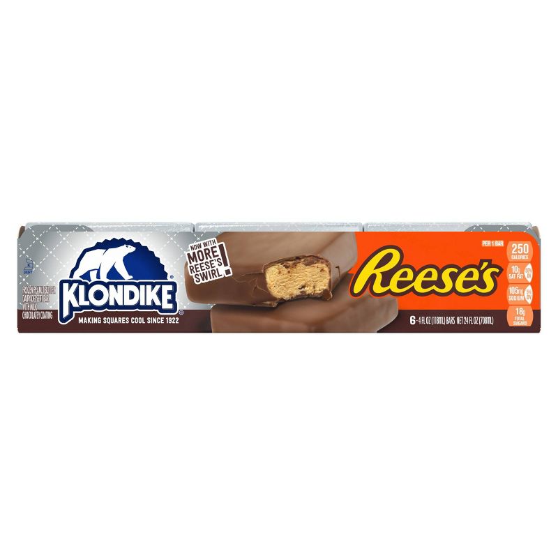 Klondike Reese's Peanut Butter Ice Cream Bars Dipped in Chocolately Coating - 6ct