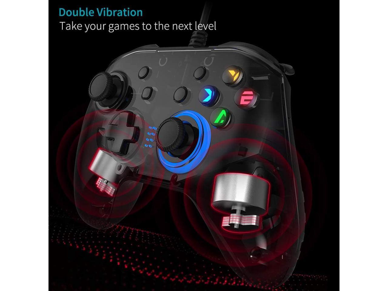 Wired Gaming Controller, Joystick Gamepad with Dual-Vibration PC Game Controller Compatible with PS3, Switch, Windows 10/8/7 PC, Laptop, TV Box, Android Mobile Phones, 6.5 ft USB Cable