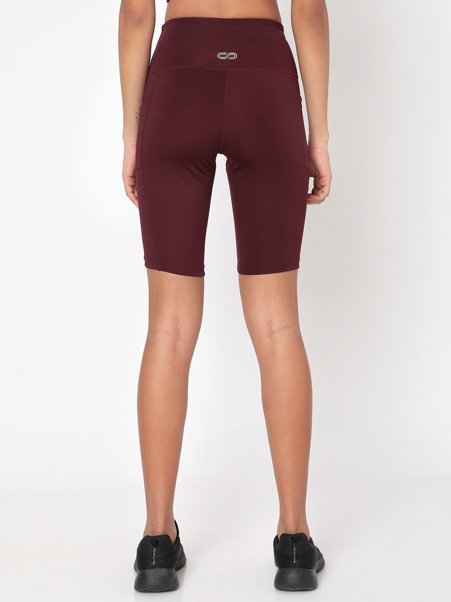 SILVERTRAQ Wine Polyester Relaxed Fit Cycling Shorts