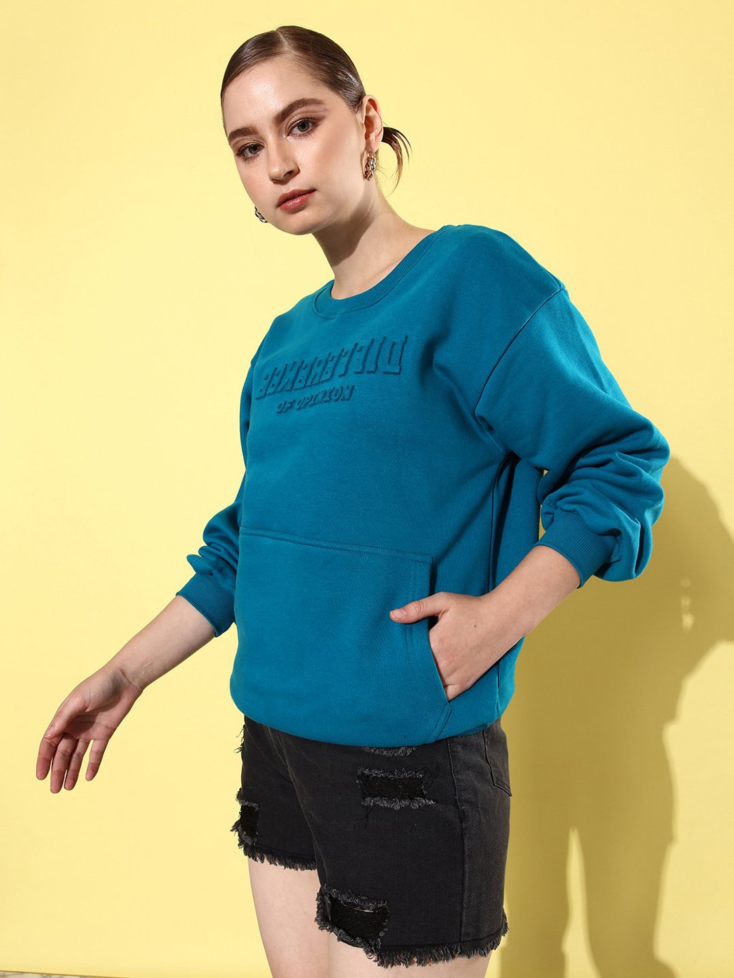 Difference of Opinion Teal Fleece Graphic Print Oversized Sweatshirt