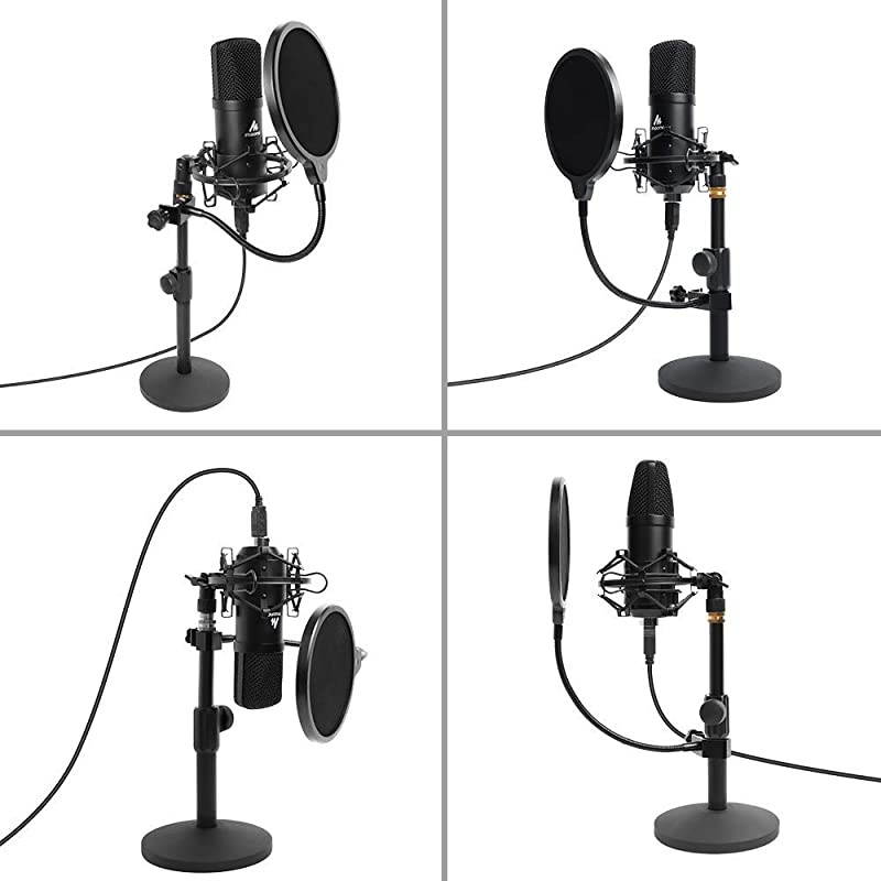 USB Microphone Kit 192KHZ24BIT  AUA04T PC Condenser Podcast Streaming Cardioid Mic Plug amp Play for Computer YouTube Gaming Recording