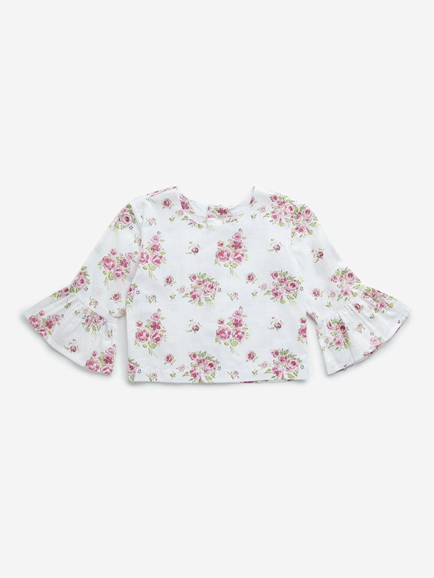 Utsa Kids by Westside White Floral Design Cotton Top