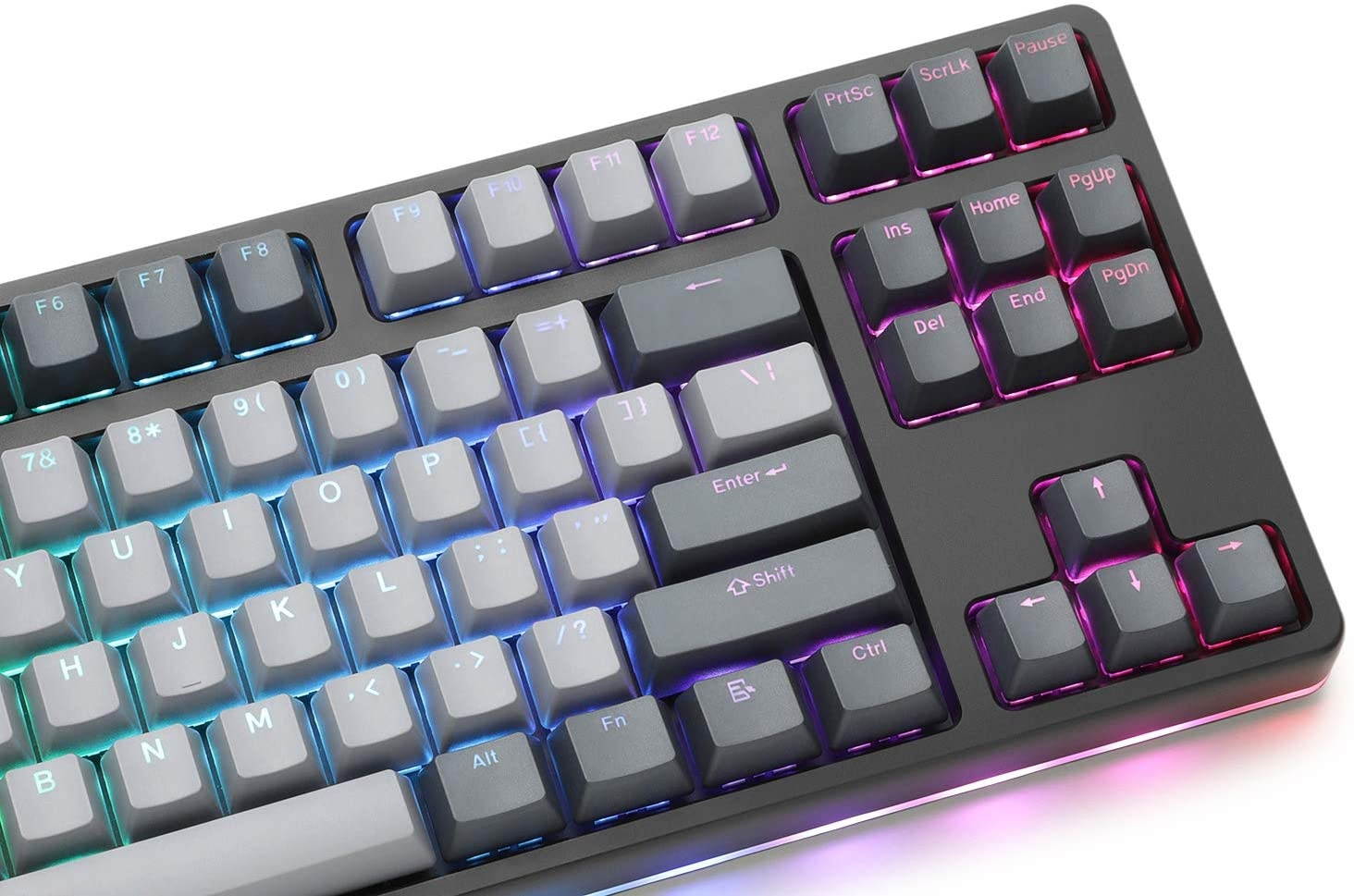 Drop CTRL High-Profile Mechanical Keyboard &mdash; Tenkeyless TKL (87 Key) Gaming Keyboard, Hot-Swap Switches, Programmable, Backlit RGB LED, USB-C, Doubleshot PBT, Aluminum (Black, Halo Clear)