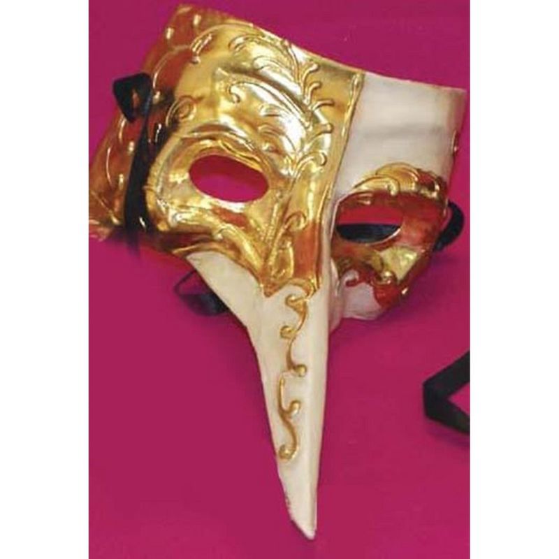 Bauer Pacific Imports Casanova Venetian, Masquerade, Mardi Gras Mask Cream/Gold Style D