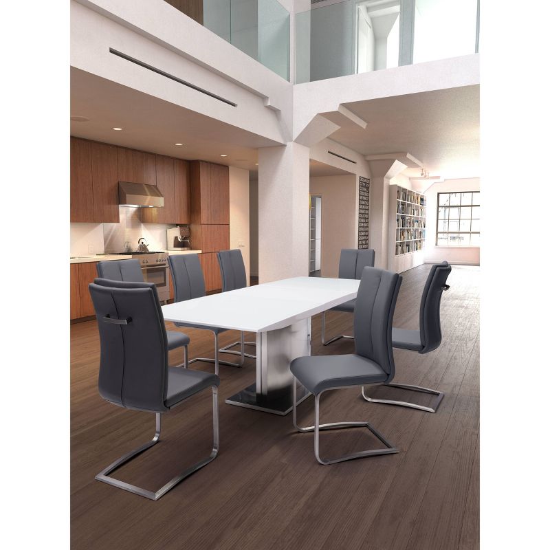 Set of 2 Elegant Contemporary Chromed Steel Dining Chair Gray - ZM Home