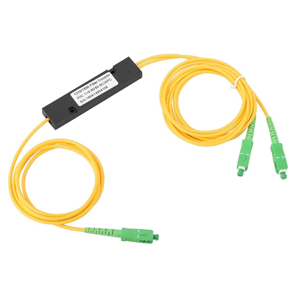 SC APC 1x2 Fiber Optic PLC Splitter Singlemode Fiber Pigtails FBT Splitter 2.2M