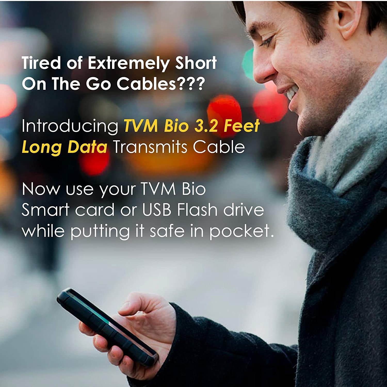 TVM.Bio USB C to USB Female Adapter - Plug & Play Our Smart Card or USB Flash Anywhere - Compatible with MacBook Mobiles & All C-Type Devices - Extra Long Data Transmit Cable for Comfortable Use