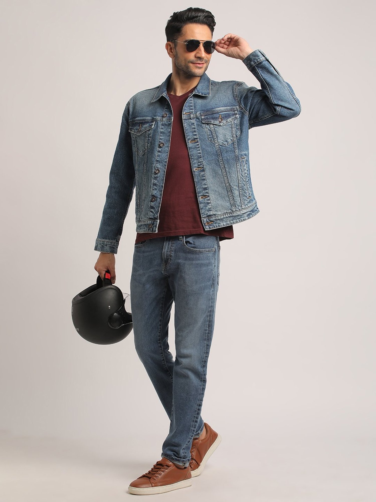 EVERBLUE Blue Regular Fit Denim Jacket