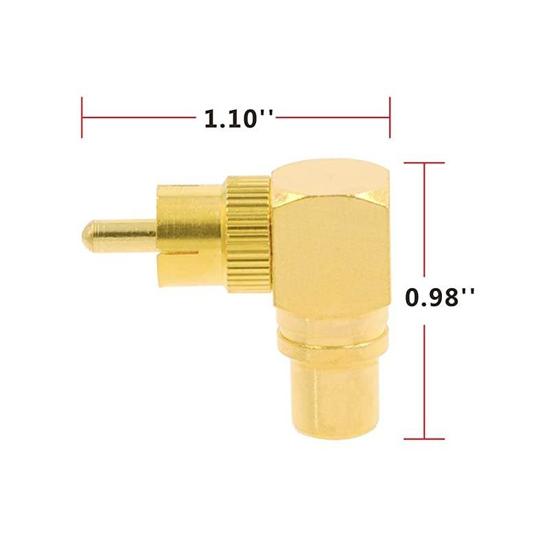 3-Pack RCA Male to Female 90 Degree Right Angle Adapter