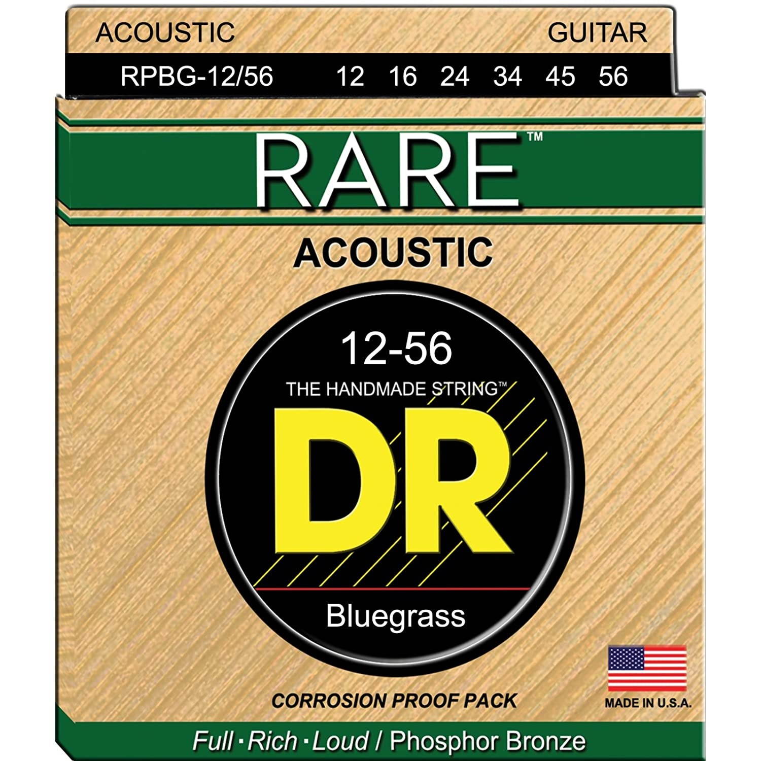 DR Strings Rare - Phosphor Bronze AcousticHex Core Bluegrass 12/56