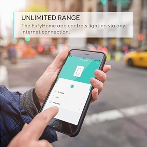 eufy WiFi Smart Light Switch By Anker, Amazon Alexa & Google Assistant Compatible, Single Pole, Requires Neutral Wire,100~120V AC, 15A