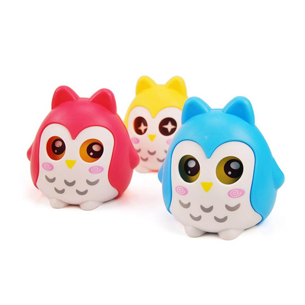 Owl Shaped Piggy Bank Cartoon Money Coins Bank Saving Box with Moving Eyes (Blue)