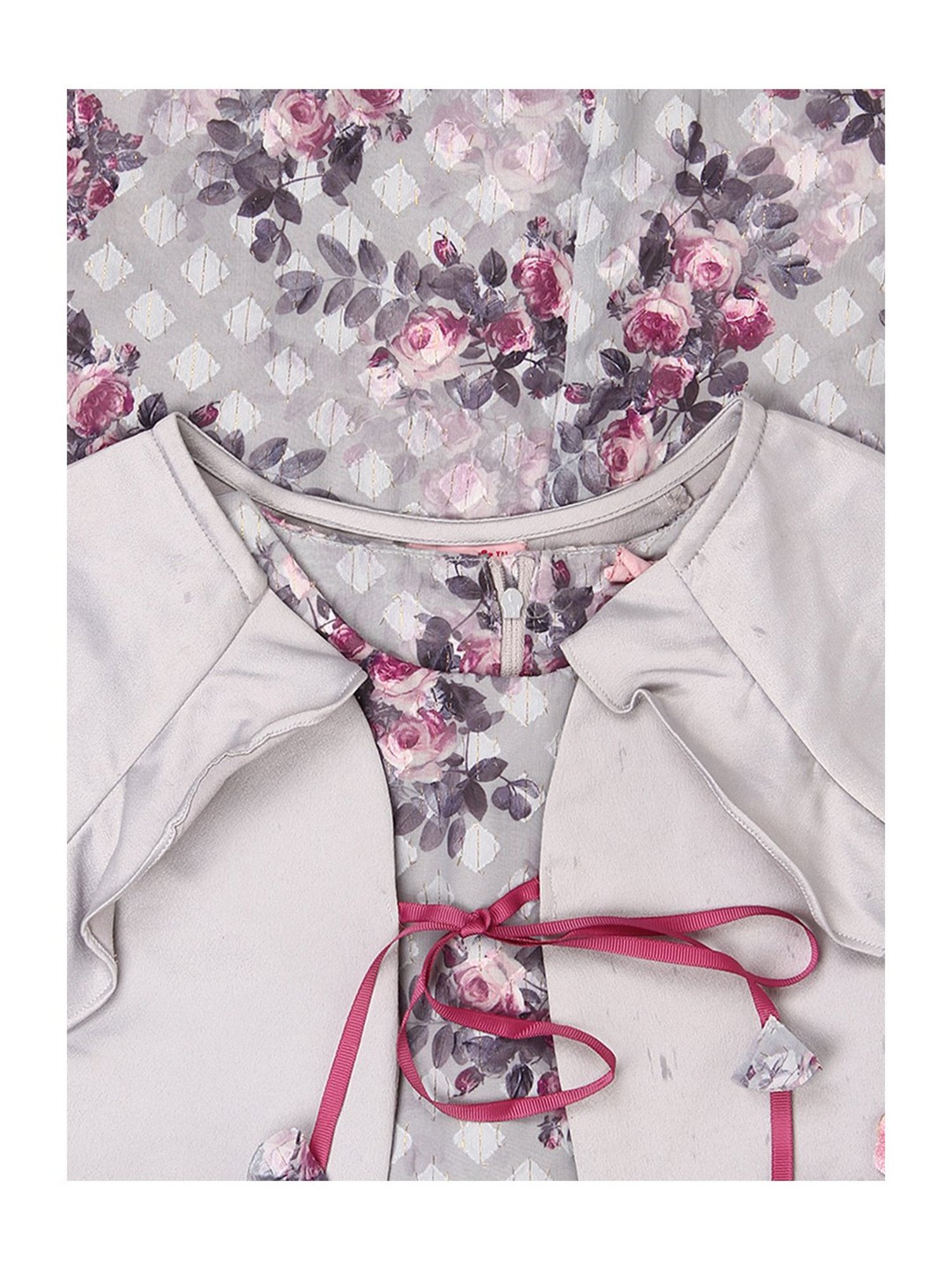 Mothercare Kids Grey Floral Print Full Sleeves Dress