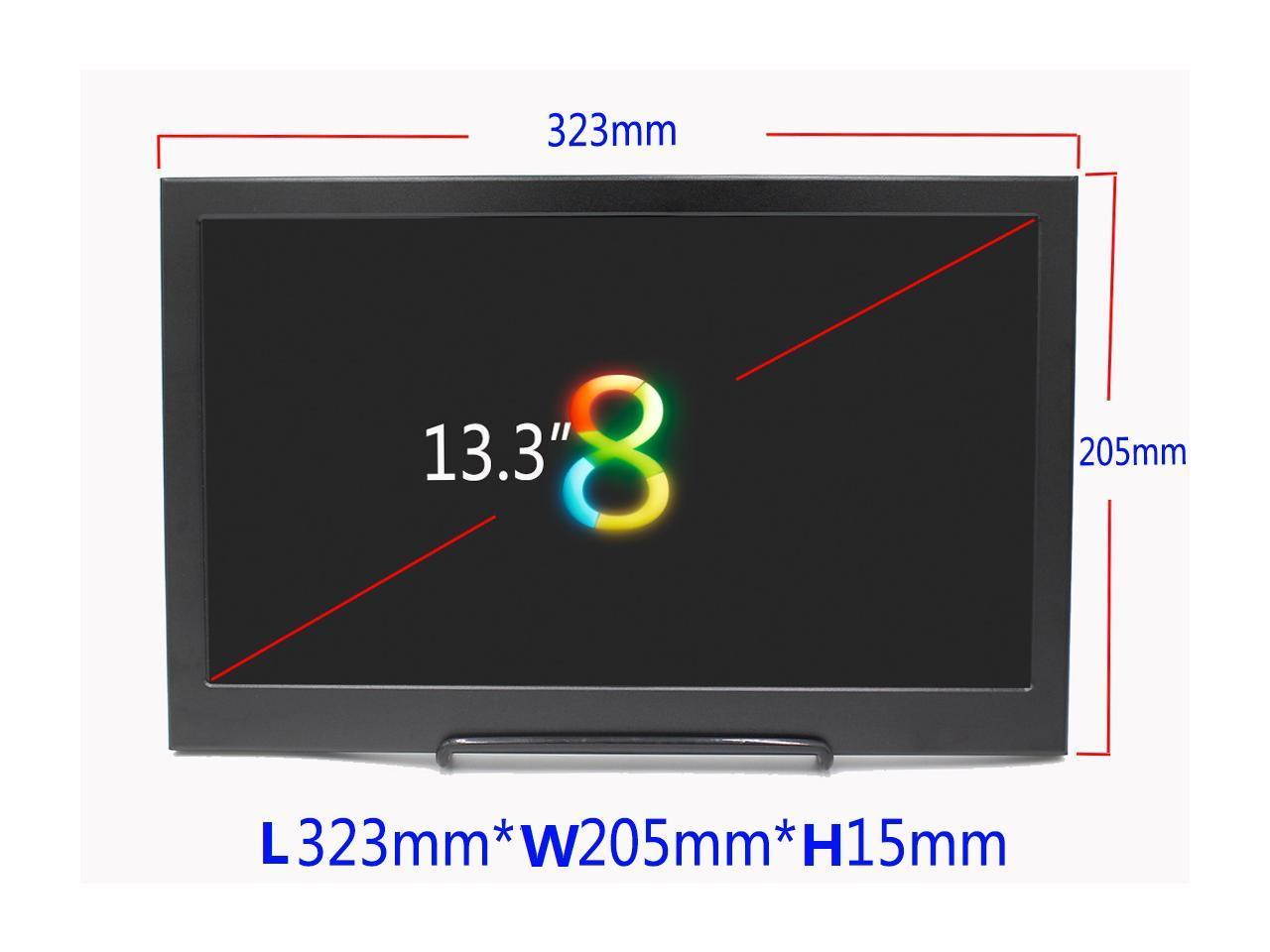 13.3 inch IPS 1920x1080 Full HD Portable Ultrathin 1080p LCD Monitor with HDMI / Audio / Micro USB Ports for PS4, Xbox One, Switch, Car Video, Industrial and Medical Display etc.