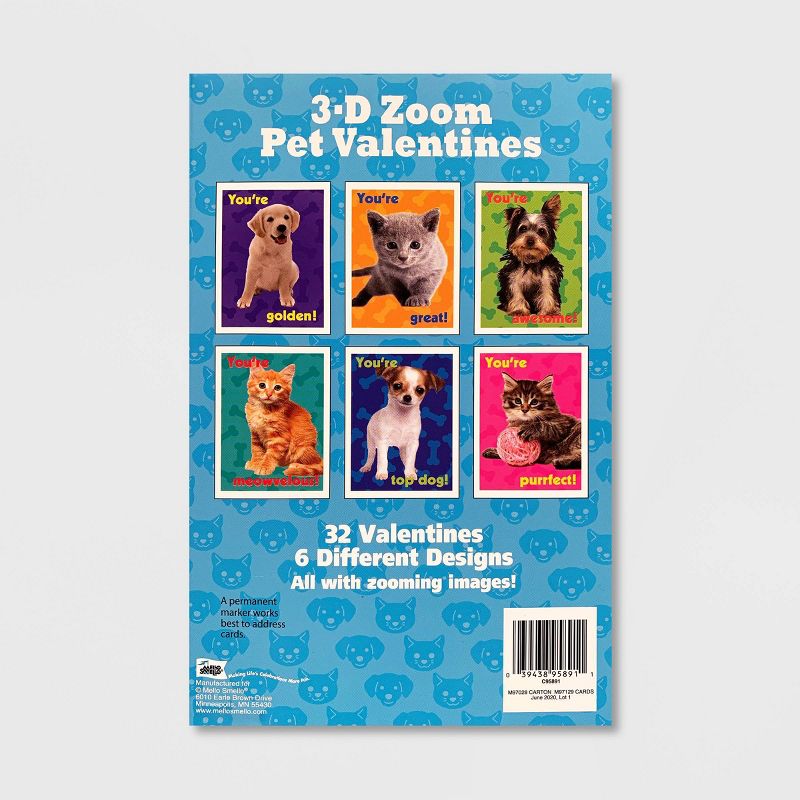 Mello Smello 32ct 3D Zoom Pet Valentines Cards