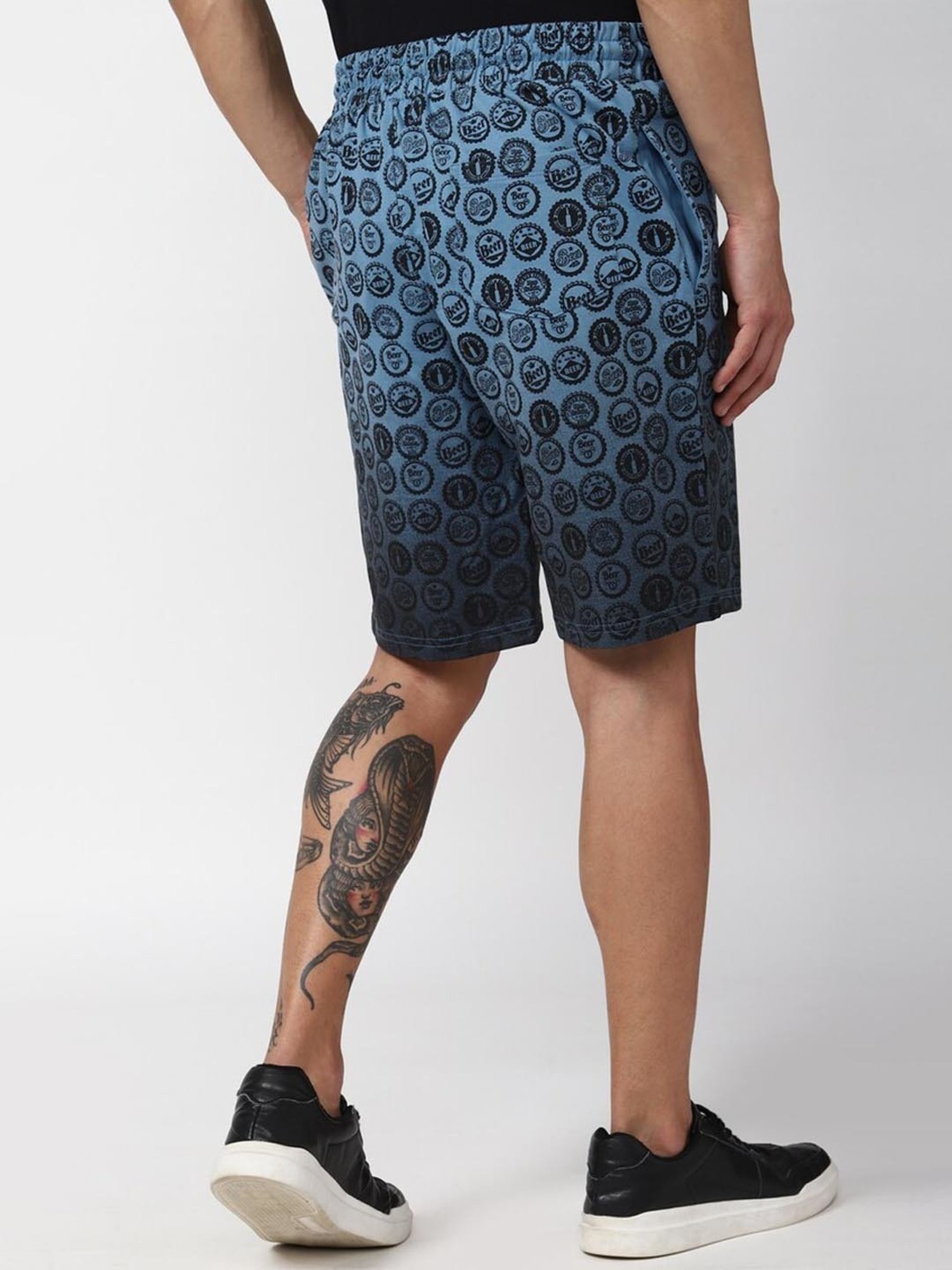 Forever21 Navy Cotton Regular Fit Printed Shorts