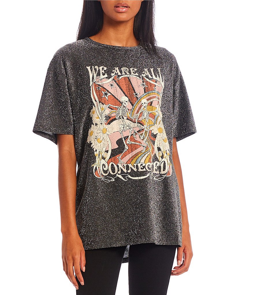 Originality We Are All Connected Skeleton Metallic Graphic Tee