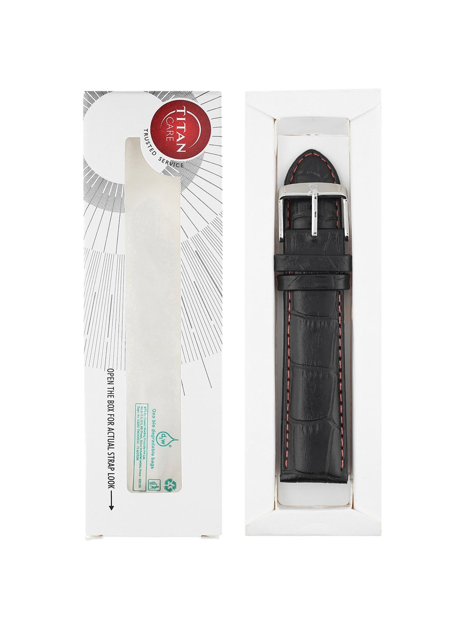 22MM BLACK Titan Genuine Leather Strap for MEN