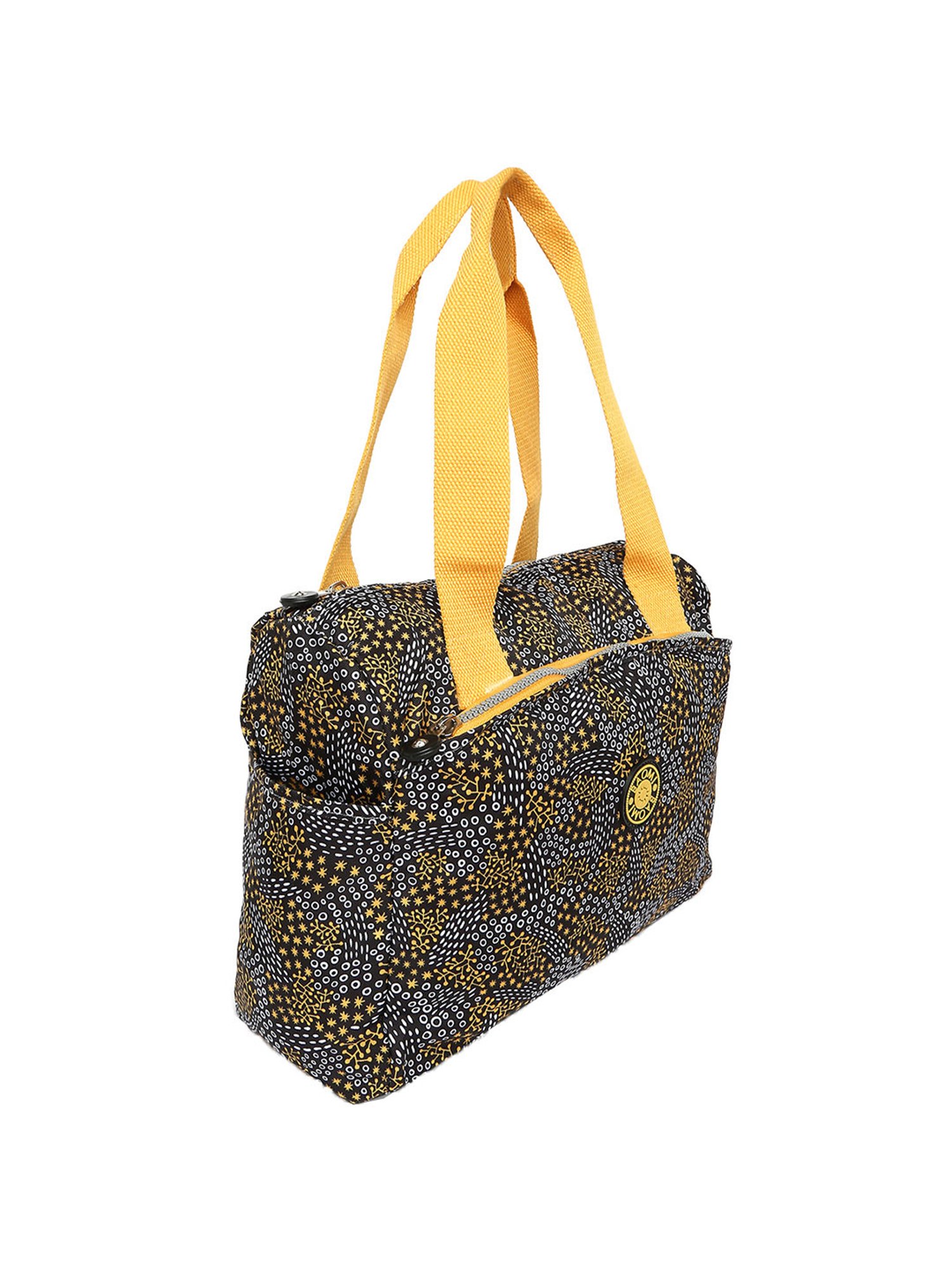 Baomi Black & Yellow Printed Medium Shoulder Bag