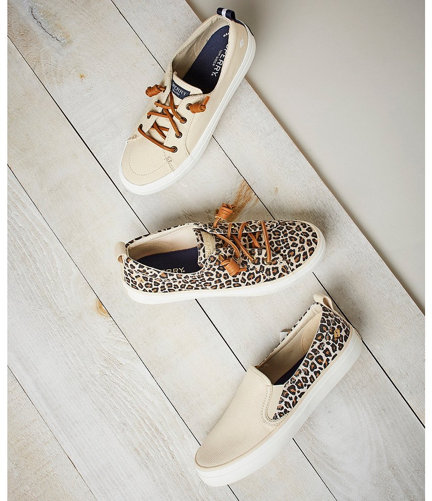 Sperry Women's Crest Twin Gore Leopard Print Slip-On Sneakers