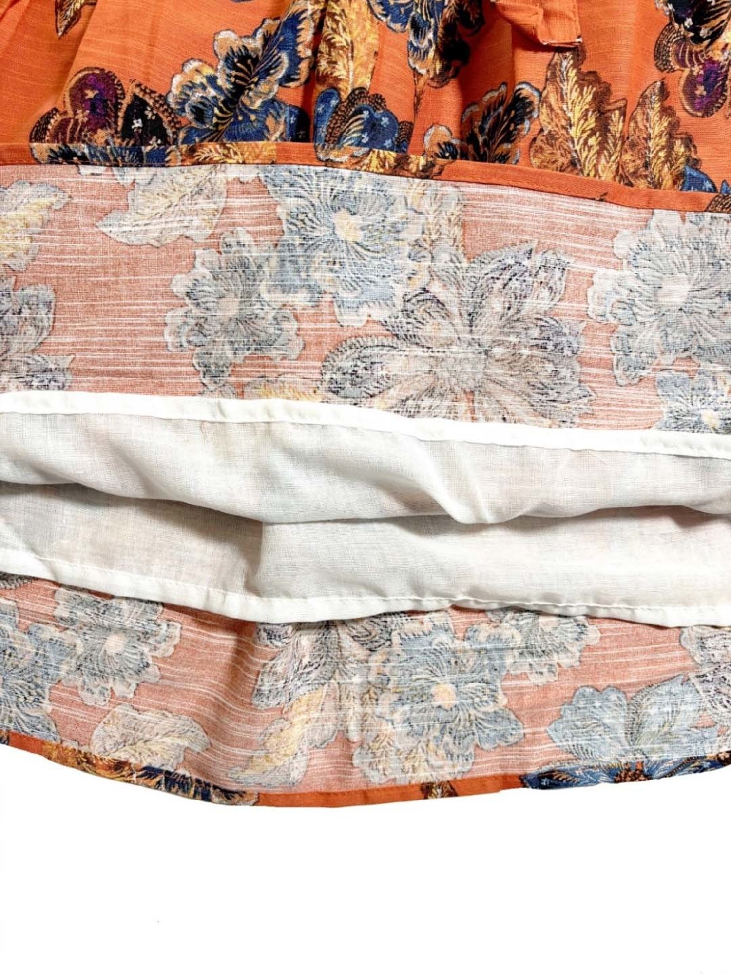 Bella Moda Kids Orange & Blue Cotton Floral Print Full Sleeves Dress