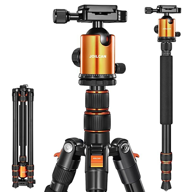 80inch Tripod for Camera Aluminum Tripod for DSLRMonopod Lightweight Tripod with 360 Degree Ball Head Stable for Travel and Work 185quot80quot19lb Load Orange