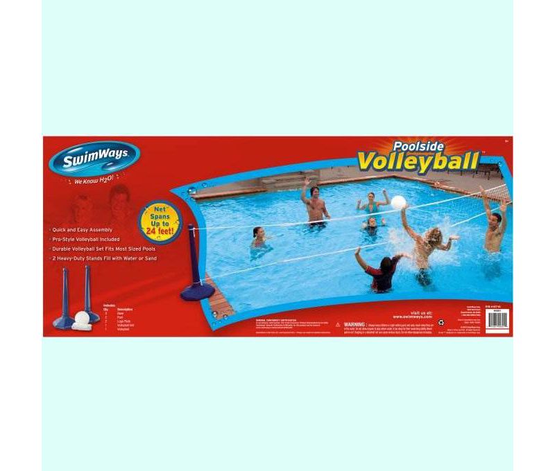SwimWays 00801 Poolside 24' Volleyball Net Swimming Pool Water Game Set
