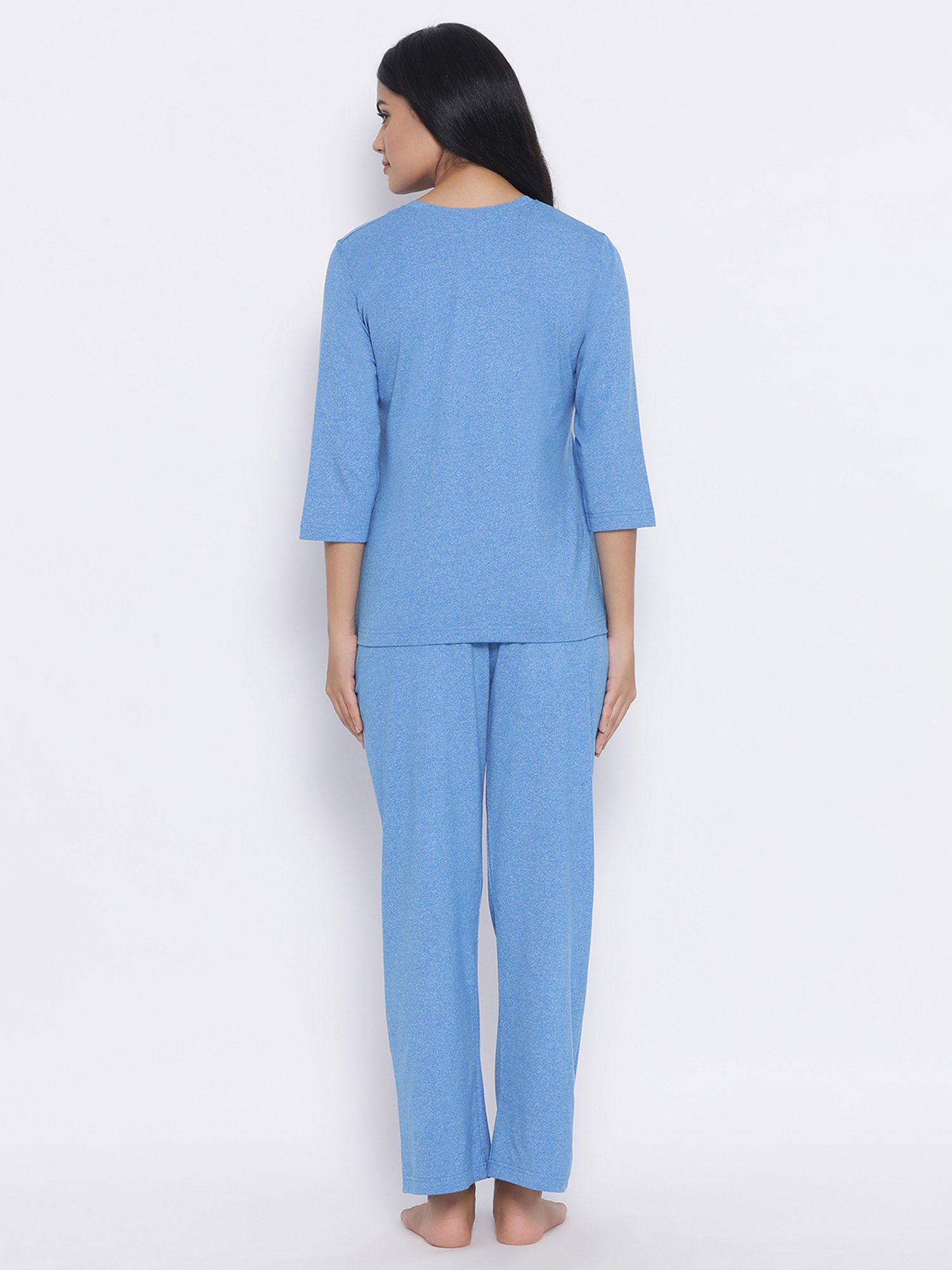 Clovia Blue Printed Top & Pyjama Set