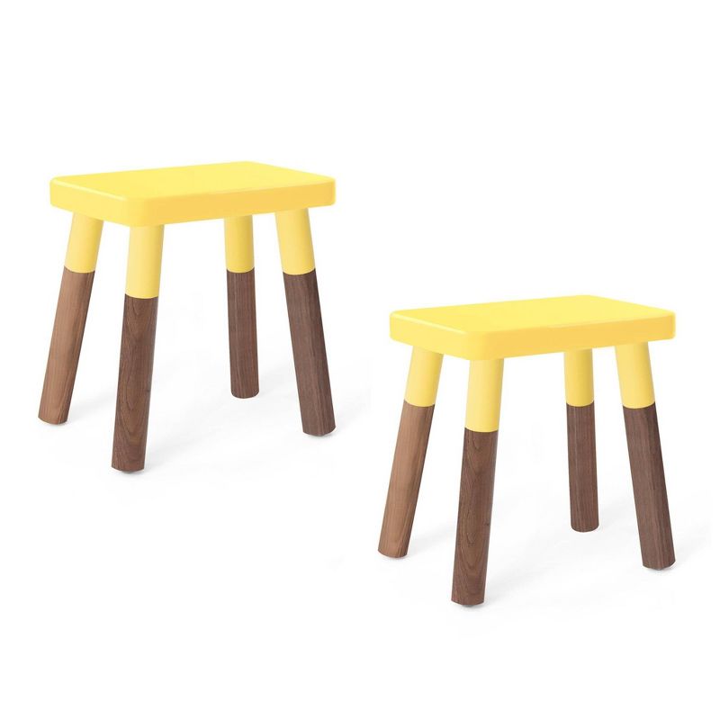 Set of 2 Peewee Wood Veneer Kids' Chairs Walnut/Yellow - Nico & Yeye