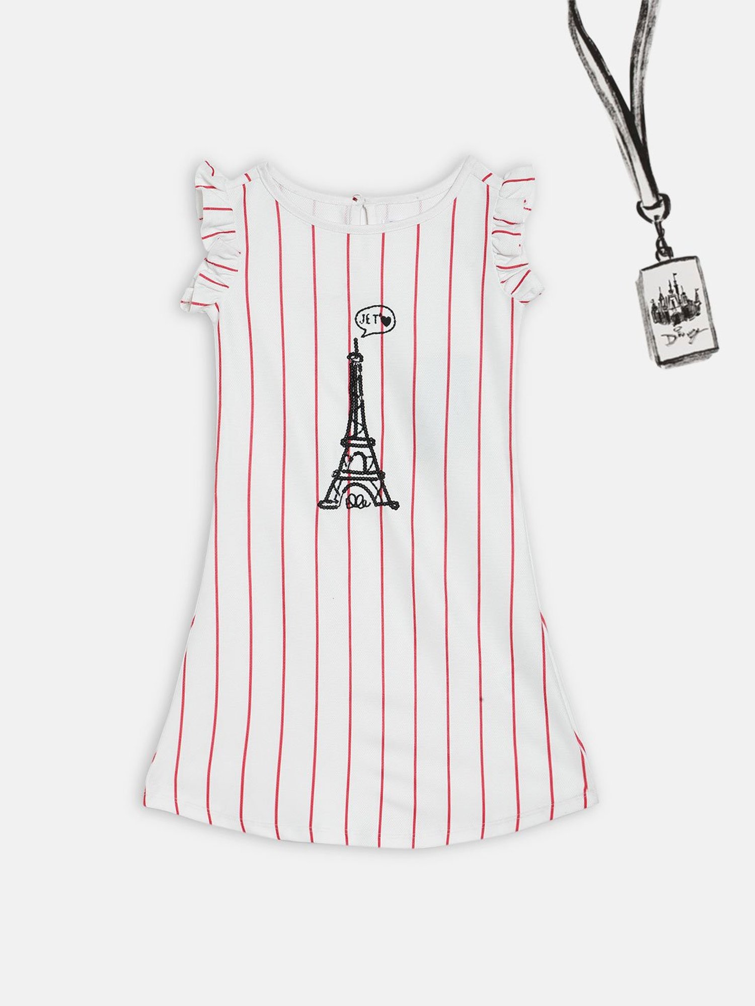 Elle Kids Off White Striped Dress