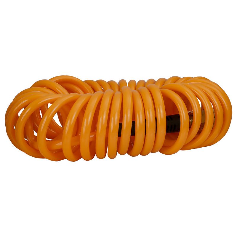 Freeman P1425RCF 1/4 in. x 25 ft. Polyurethane Recoil Air Hose with Bend Restrictors and Brass Fittings