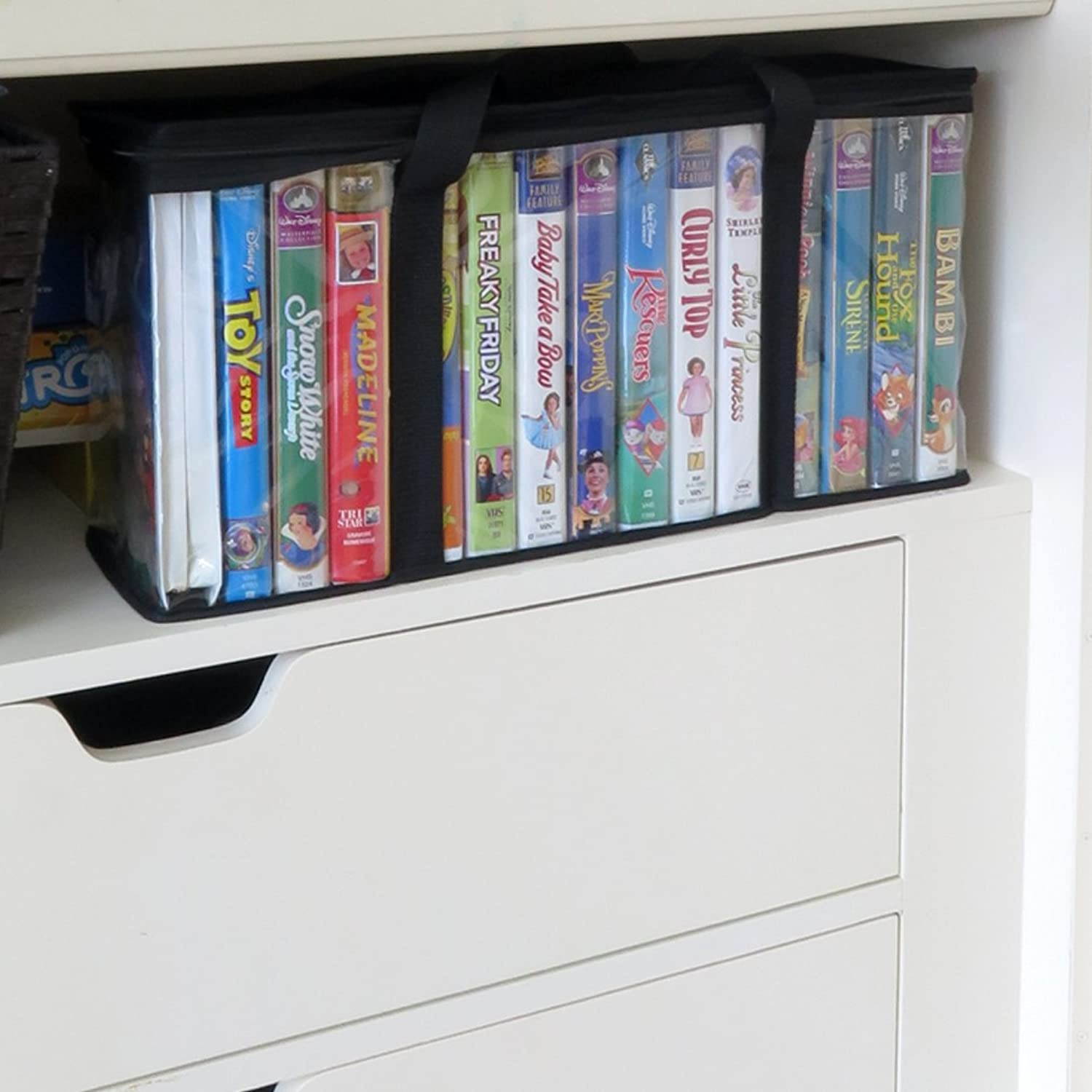 Evelots VHS Storage Bag-Movie Organizer-Video Tape-Handles-Hold 60-No Dust-Set/4