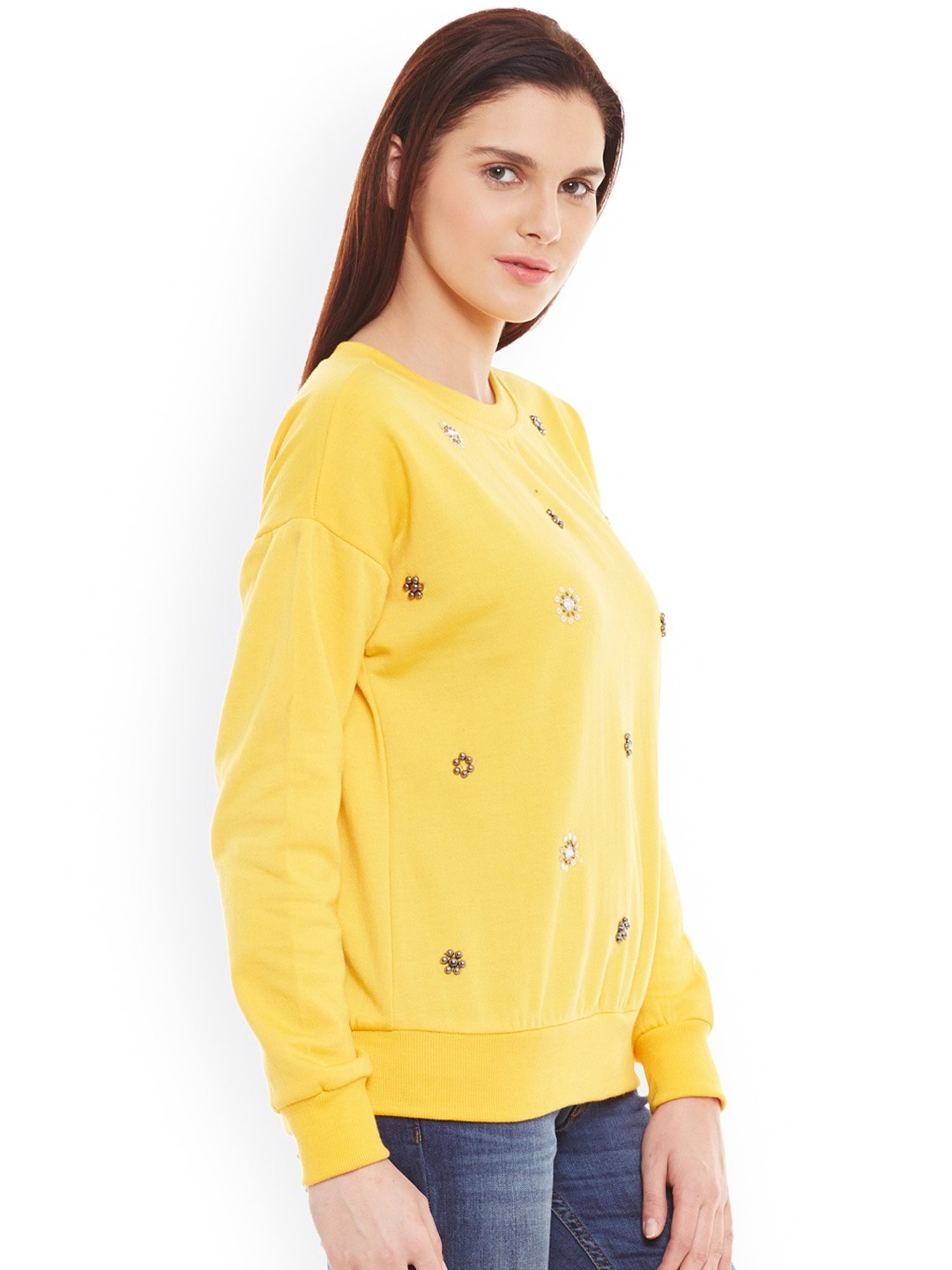 Belle Fille Yellow Embellished Sweatshirt