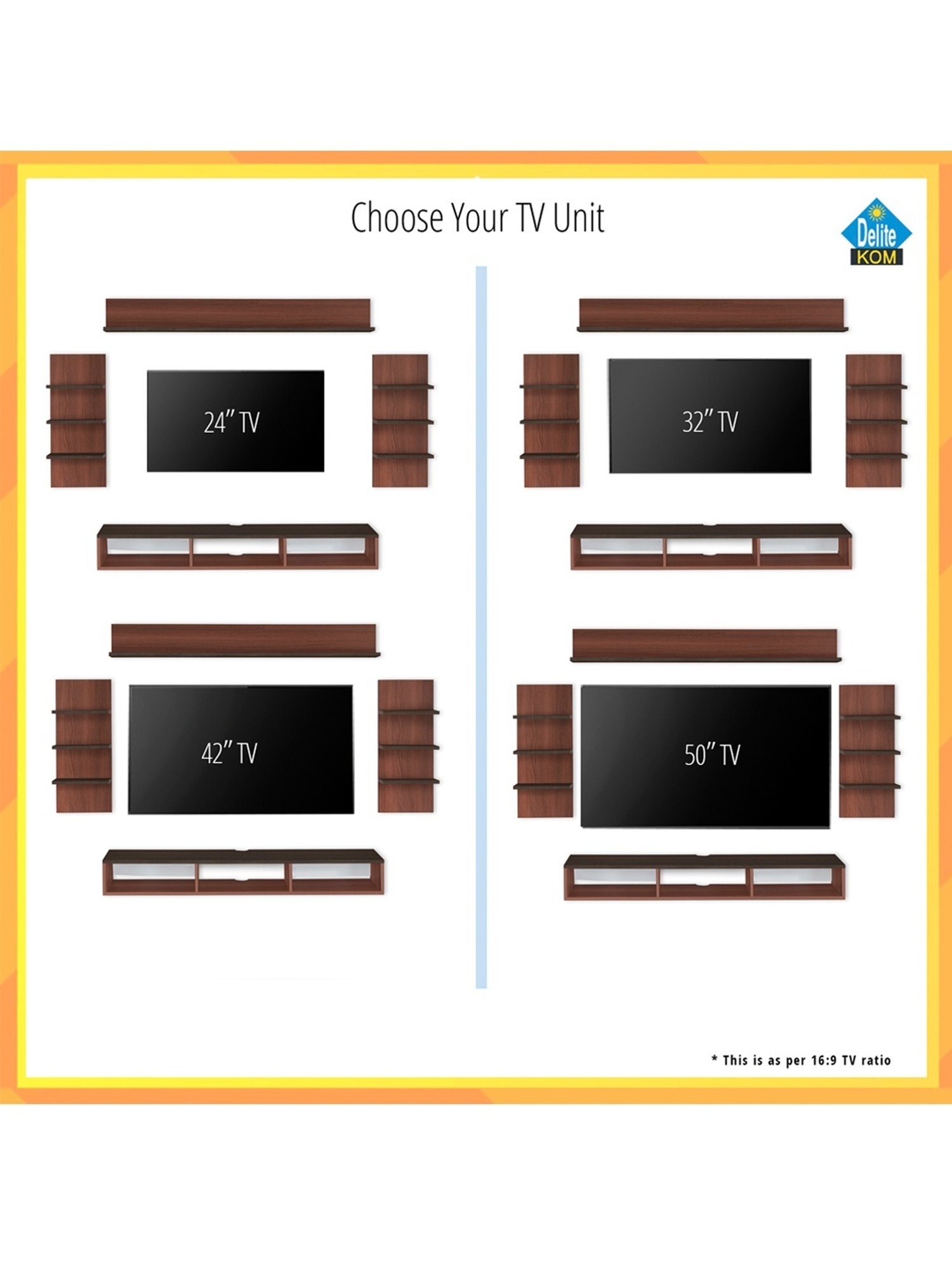Delite Kom Eli Acacia Dark & Flowery Wenge Engineered Wood TV Entertainment Unit